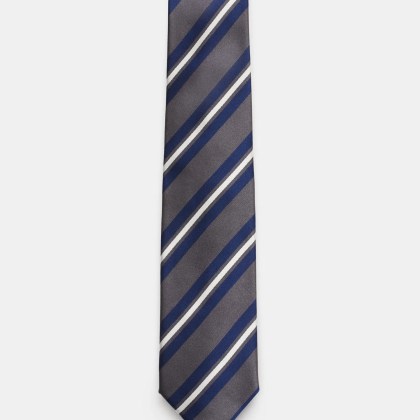 Bigi - Herren - Seidenkrawatte %27Rio%27 grau/dunkelblau/offwhite gestreift Bigi - Herren - Seidenkrawatte %27Rio%27 grau/dunkelblau/offwhite gestreift