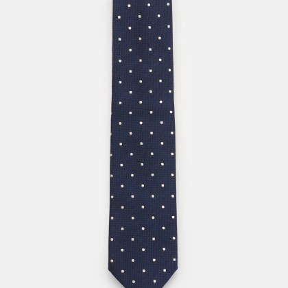 Bigi - Herren - Seidenkrawatte %27Loira%27 navy/silbergrau gepunktet Bigi - Herren - Seidenkrawatte %27Loira%27 navy/silbergrau gepunktet