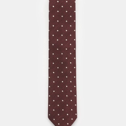 Bigi - Herren - Seidenkrawatte %27Loira%27 bordeaux/silbergrau gepunktet Bigi - Herren - Seidenkrawatte %27Loira%27 bordeaux/silbergrau gepunktet
