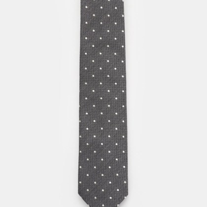 Bigi - Herren - Seidenkrawatte %27Loira%27 dunkelgrau/silbergrau gepunktet Bigi - Herren - Seidenkrawatte %27Loira%27 dunkelgrau/silbergrau gepunktet
