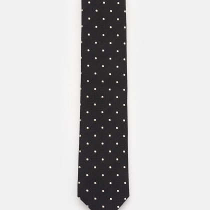 Bigi - Herren - Seidenkrawatte %27Loira%27 schwarz/silbergrau gepunktet Bigi - Herren - Seidenkrawatte %27Loira%27 schwarz/silbergrau gepunktet