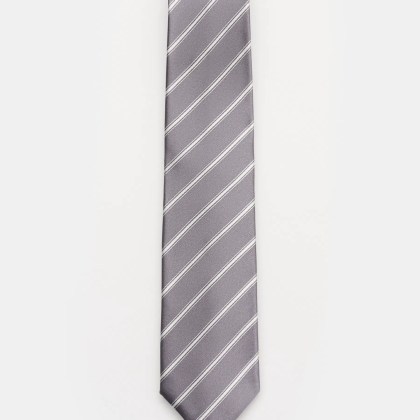 Bigi - Herren - Seidenkrawatte %27Senna%27 grau/offwhite gestreift Bigi - Herren - Seidenkrawatte %27Senna%27 grau/offwhite gestreift