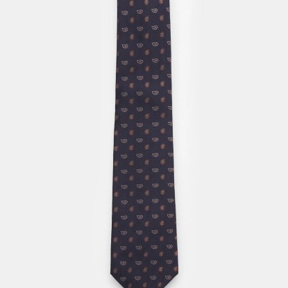 Borrelli - Herren - Seidenkrawatte navy/braun/hellgrau gemustert Borrelli - Herren - Seidenkrawatte navy/braun/hellgrau gemustert