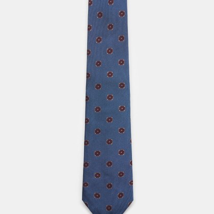 Borrelli - Herren - Seidenkrawatte rauchblau/bordeaux/grau gemustert Borrelli - Herren - Seidenkrawatte rauchblau/bordeaux/grau gemustert