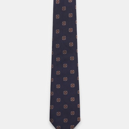 Borrelli - Herren - Seidenkrawatte navy/hellbraun/grau gemustert Borrelli - Herren - Seidenkrawatte navy/hellbraun/grau gemustert