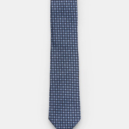 Zegna - Herren - Seidenkrawatte navy/hellblau/weiß kariert Zegna - Herren - Seidenkrawatte navy/hellblau/weiß kariert