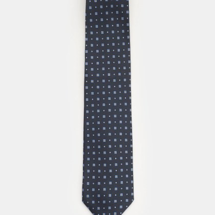 Eddy Monetti - Herren - Seidenkrawatte dark navy/hellblau/gelb gemustert Eddy Monetti - Herren - Seidenkrawatte dark navy/hellblau/gelb gemustert