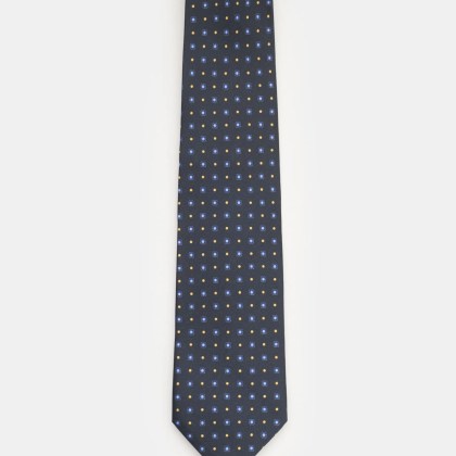 Eddy Monetti - Herren - Seidenkrawatte dark navy/hellblau/gelb gemustert Eddy Monetti - Herren - Seidenkrawatte dark navy/hellblau/gelb gemustert