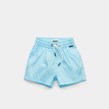 04651/ A trip in a bag - Herren - Kinder Badeshorts %27Kids Tile Swim%27 türkis/weiß gemustert 04651/ A trip in a bag - Herren - Kinder Badeshorts %27Kids Tile Swim%27 türkis/weiß gemustert