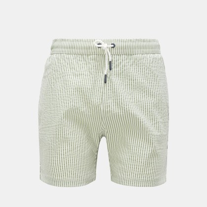 04651/ A trip in a bag - Herren - Seersucker Badeshorts grün/weiß gestreift 04651/ A trip in a bag - Herren - Seersucker Badeshorts grün/weiß gestreift