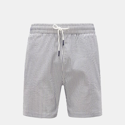 04651/ A trip in a bag - Herren - Seersucker-Badeshorts %27Seersucker Swim%27 graublau/weiß gestreift 04651/ A trip in a bag - Herren - Seersucker-Badeshorts %27Seersucker Swim%27 graublau/weiß gestreift