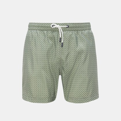04651/ A trip in a bag - Herren - Badeshorts %27Tile Swim%27 oliv/weiß gemustert 04651/ A trip in a bag - Herren - Badeshorts %27Tile Swim%27 oliv/weiß gemustert