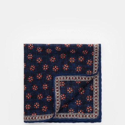 Rosi Collection - Herren - Einstecktuch %27Ted%27 dunkelblau meliert/orange/offwhite gemustert Rosi Collection - Herren - Einstecktuch %27Ted%27 dunkelblau meliert/orange/offwhite gemustert