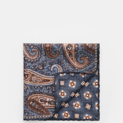 Rosi Collection - Herren - Seiden-Einstecktuch %27Easy%27 graublau/hellblau/braun gemustert Rosi Collection - Herren - Seiden-Einstecktuch %27Easy%27 graublau/hellblau/braun gemustert