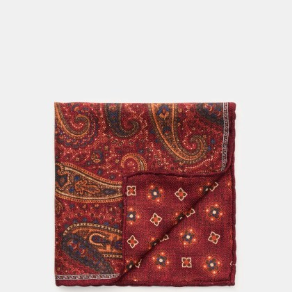 Rosi Collection - Herren - Seiden-Einstecktuch %27Easy%27 bordeaux/orange/blau gemustert Rosi Collection - Herren - Seiden-Einstecktuch %27Easy%27 bordeaux/orange/blau gemustert