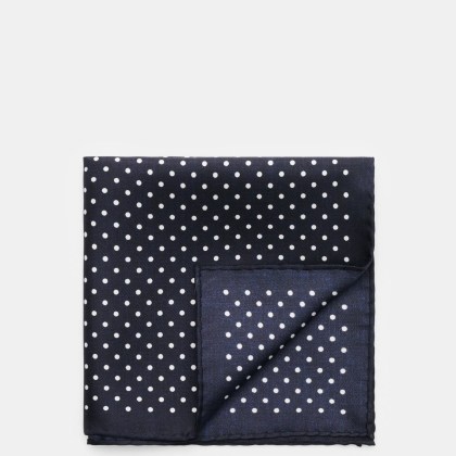 Rosi Collection - Herren - Seiden-Einstecktuch navy gepunktet Rosi Collection - Herren - Seiden-Einstecktuch navy gepunktet