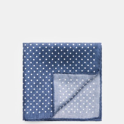 Rosi Collection - Herren - Seiden-Einstecktuch graublau gepunktet Rosi Collection - Herren - Seiden-Einstecktuch graublau gepunktet