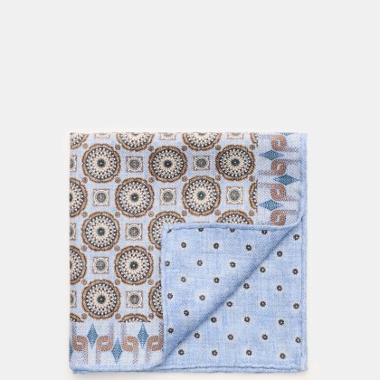 Rosi Collection - Herren - Seiden-Einstecktuch %27Easy%27 hellblau/braun/graublau gemustert Rosi Collection - Herren - Seiden-Einstecktuch %27Easy%27 hellblau/braun/graublau gemustert