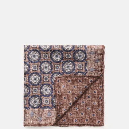 Rosi Collection - Herren - Seiden-Einstecktuch %27Easy%27 braun/dunkelblau/rauchblau gemustert Rosi Collection - Herren - Seiden-Einstecktuch %27Easy%27 braun/dunkelblau/rauchblau gemustert