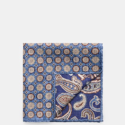 Rosi Collection - Herren - Seiden-Einstecktuch %27Easy%27 blau/braun/graugrün gemustert Rosi Collection - Herren - Seiden-Einstecktuch %27Easy%27 blau/braun/graugrün gemustert