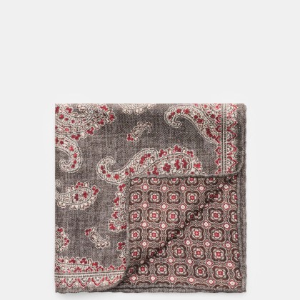 Rosi Collection - Herren - Seiden-Einstecktuch %27Easy%27 grau/dunkelrot/dunkelbraun gemustert Rosi Collection - Herren - Seiden-Einstecktuch %27Easy%27 grau/dunkelrot/dunkelbraun gemustert