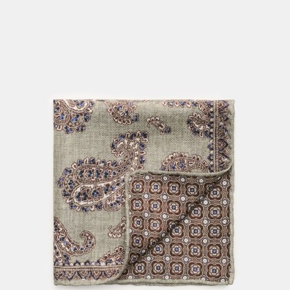 Rosi Collection - Herren - Seiden-Einstecktuch %27Easy%27 graugrün/dunkelbraun/dunkelblau gemustert Rosi Collection - Herren - Seiden-Einstecktuch %27Easy%27 graugrün/dunkelbraun/dunkelblau gemustert