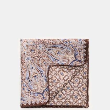 Rosi Collection - Herren - Einstecktuch %27Easy%27 dunkelbraun/blau/weiß gemustert Rosi Collection - Herren - Einstecktuch %27Easy%27 dunkelbraun/blau/weiß gemustert