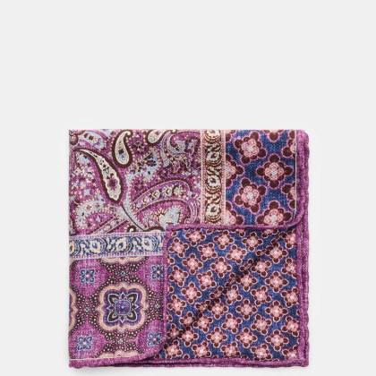 Rosi Collection - Herren - Seiden-Einstecktuch %27Easy%27 violett/dunkelbraun/blau gemustert Rosi Collection - Herren - Seiden-Einstecktuch %27Easy%27 violett/dunkelbraun/blau gemustert