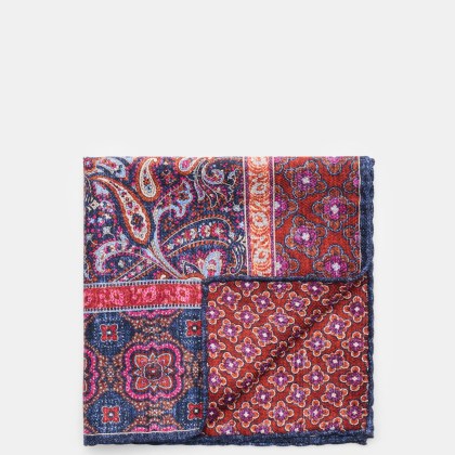 Rosi Collection - Herren - Seiden-Einstecktuch %27Easy%27 graublau/rostbraun/violett gemustert Rosi Collection - Herren - Seiden-Einstecktuch %27Easy%27 graublau/rostbraun/violett gemustert