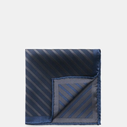 Brunello Cucinelli - Herren - Seiden-Einstecktuch navy/dunkelgrau gestreift Brunello Cucinelli - Herren - Seiden-Einstecktuch navy/dunkelgrau gestreift