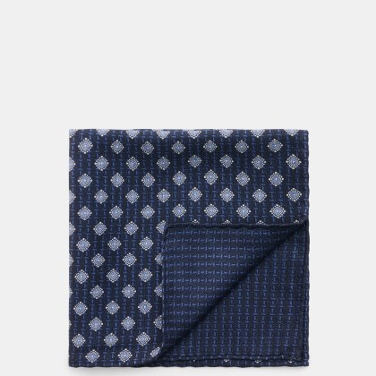 Brunello Cucinelli - Herren - Seiden-Einstecktuch navy/blau gemustert Brunello Cucinelli - Herren - Seiden-Einstecktuch navy/blau gemustert