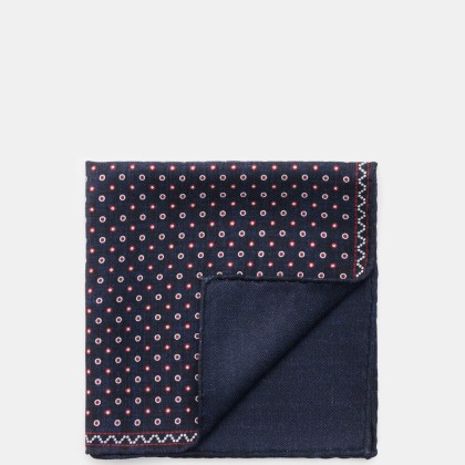 Brunello Cucinelli - Herren - Seiden-Einstecktuch navy/rot/weiß gepunktet Brunello Cucinelli - Herren - Seiden-Einstecktuch navy/rot/weiß gepunktet