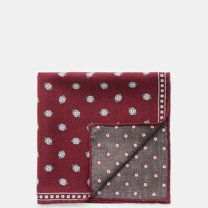 Brunello Cucinelli - Herren - Seiden-Einstecktuch dunkelrot/dunkelgrau gemustert Brunello Cucinelli - Herren - Seiden-Einstecktuch dunkelrot/dunkelgrau gemustert