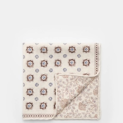 Rosi Collection - Herren - Seiden-Einstecktuch %27Easy%27 beige/dunkelbraun/rauchblau gemustert Rosi Collection - Herren - Seiden-Einstecktuch %27Easy%27 beige/dunkelbraun/rauchblau gemustert