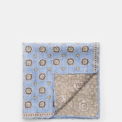 Rosi Collection - Herren - Seiden-Einstecktuch %27Easy%27 hellblau/oliv/creme gemustert Rosi Collection - Herren - Seiden-Einstecktuch %27Easy%27 hellblau/oliv/creme gemustert