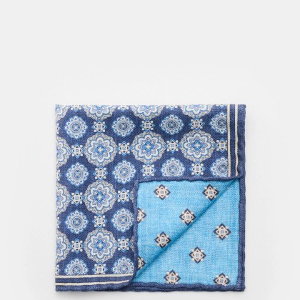 Rosi Collection - Herren - Seiden-Einstecktuch %27Easy%27 dunkelblau/blau/creme gemustert Rosi Collection - Herren - Seiden-Einstecktuch %27Easy%27 dunkelblau/blau/creme gemustert