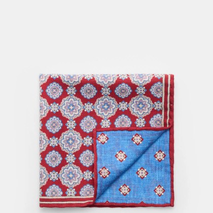 Rosi Collection - Herren - Seiden-Einstecktuch %27Easy%27 rot/blau/flieder gemustert Rosi Collection - Herren - Seiden-Einstecktuch %27Easy%27 rot/blau/flieder gemustert