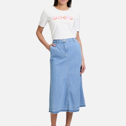 Jeansrock mit offenem Saum – Bild 2