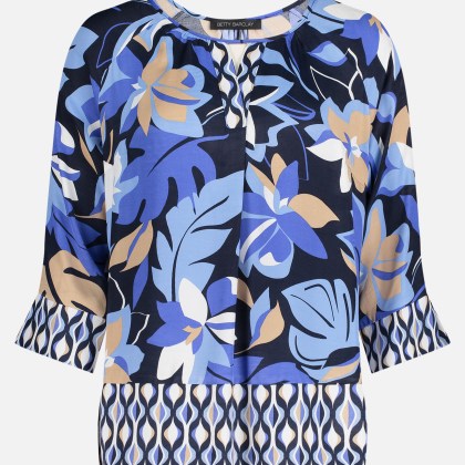 Schlupfbluse mit Blumenprint – Bild 3