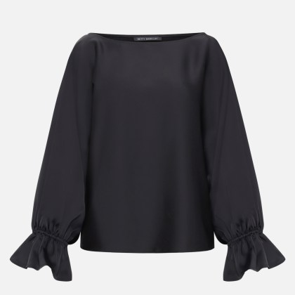 Satin-Bluse mit U-Boot-Ausschnitt – Bild 3