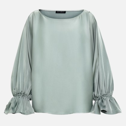 Satin-Bluse mit U-Boot-Ausschnitt – Bild 3