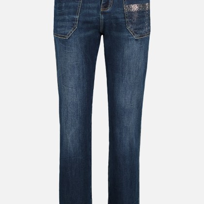 Regular Fit-Jeans mit Strass – Bild 3