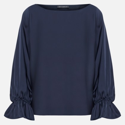 Satin-Bluse mit U-Boot-Ausschnitt – Bild 3