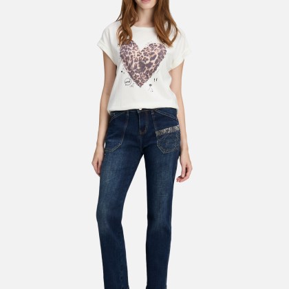 Regular Fit-Jeans mit Strass – Bild 2