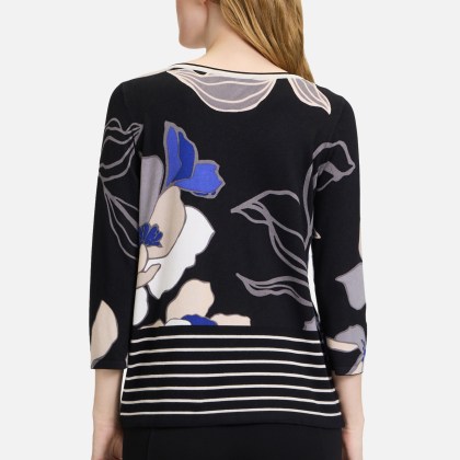 Feinstrickpullover mit Blumenprint Feinstrickpullover mit Blumenprint