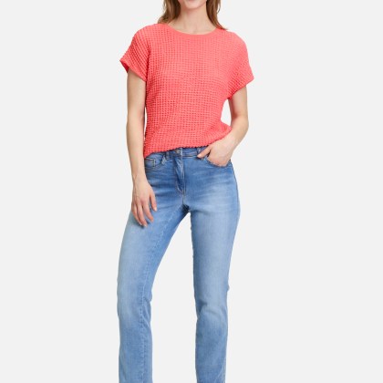 Strukturshirt mit U-Boot-Ausschnitt – Bild 2