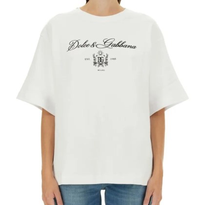 Dolce&Gabbana - T-Shirt With Lettering Logo - Größe 38 - weiß Dolce&Gabbana - T-Shirt With Lettering Logo - Größe 38 - weiß