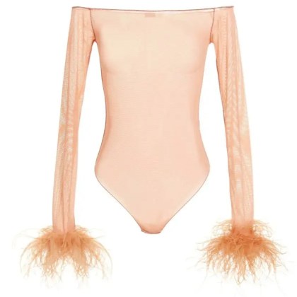 Oséree - Feather Transparent Mesh Bodysuit - Größe M - pink Oséree - Feather Transparent Mesh Bodysuit - Größe M - pink