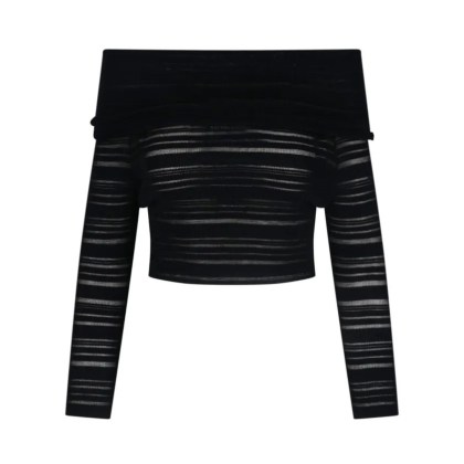 Andreadamo - Striped Crop Top – Black - Größe M - schwarz Andreadamo - Striped Crop Top – Black - Größe M - schwarz
