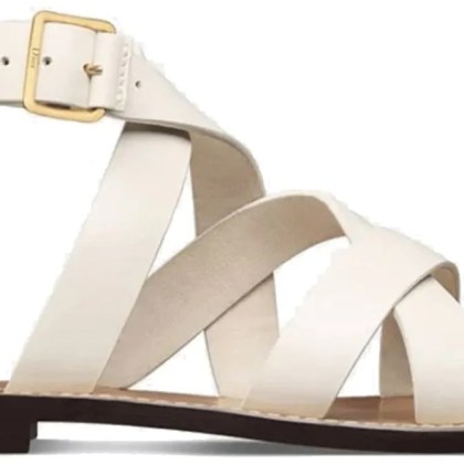 Christian Dior - Dior Sun Leather Flat Sandals - Größe 38 - weiß Christian Dior - Dior Sun Leather Flat Sandals - Größe 38 - weiß